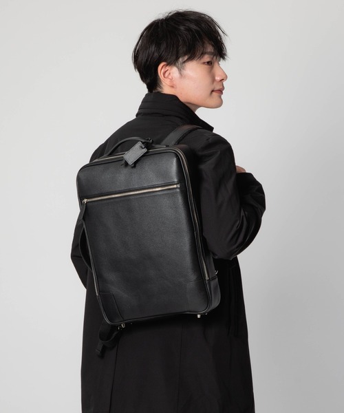 新生活】 A4 牛革 ビジネスリュック 3WAY スリム PC収納 GUIONNET
