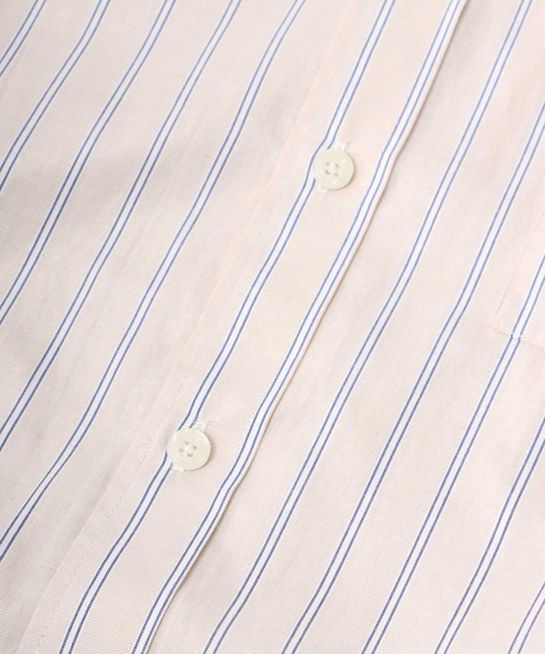 Salong hameu（サロン ハミュー）の「ストライプシャツ メンズ レディース/長袖レギュラーカラーシャツ/ビッグシルエット（シャツ/ブラウス・メンズ・ベージュ/ブルー系その他/ブルー/サックスブルー・L/M）」の16枚目の写真