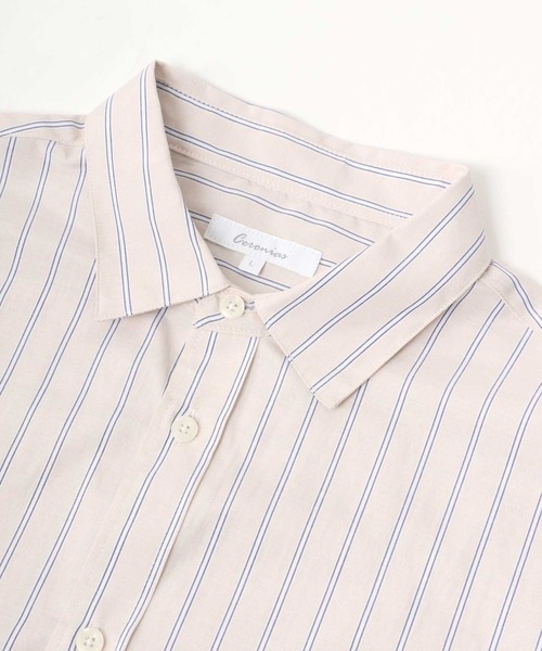 Salong hameu（サロン ハミュー）の「ストライプシャツ メンズ レディース/長袖レギュラーカラーシャツ/ビッグシルエット（シャツ/ブラウス・メンズ・ベージュ/ブルー系その他/ブルー/サックスブルー・L/M）」の15枚目の写真