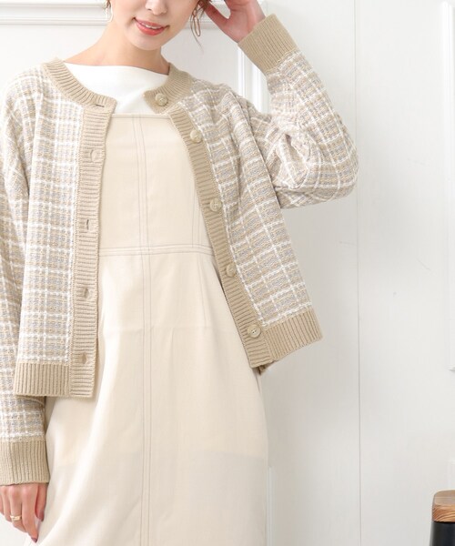 DRESKIP（ドレスキップ）の「◆ニットツィードカーディガン（カーディガン/ボレロ・レディース・ブラック/サンドベージュ/オレンジ・02/03/04）」の3枚目の写真