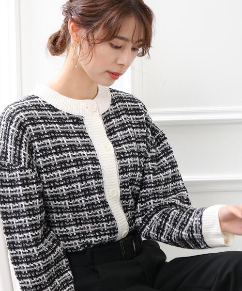 DRESKIP（ドレスキップ）の「◆ニットツィードカーディガン（カーディガン/ボレロ・レディース・ブラック/サンドベージュ/オレンジ・02/03/04）」の2枚目の写真