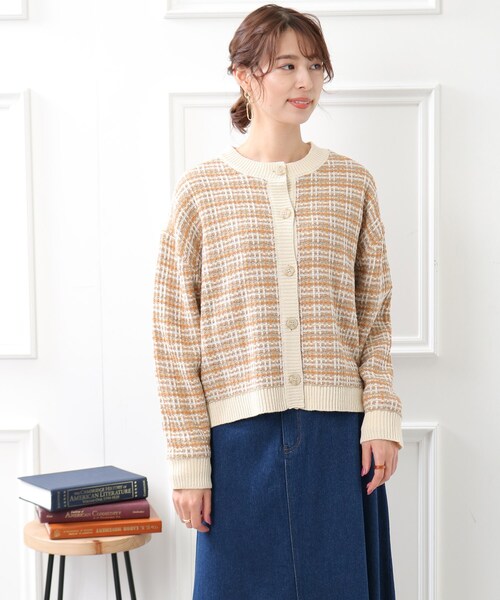 DRESKIP（ドレスキップ）の「◆ニットツィードカーディガン（カーディガン/ボレロ・レディース・ブラック/サンドベージュ/オレンジ・02/03/04）」の4枚目の写真