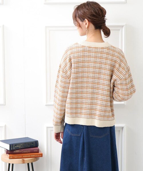 DRESKIP（ドレスキップ）の「◆ニットツィードカーディガン（カーディガン/ボレロ・レディース・ブラック/サンドベージュ/オレンジ・02/03/04）」の6枚目の写真