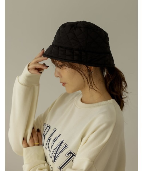 Re:EDIT(リエディ)の「キルティングバケットハット(ハット・レディース・アイボリー/ブラック・FREE)」の5枚目の写真