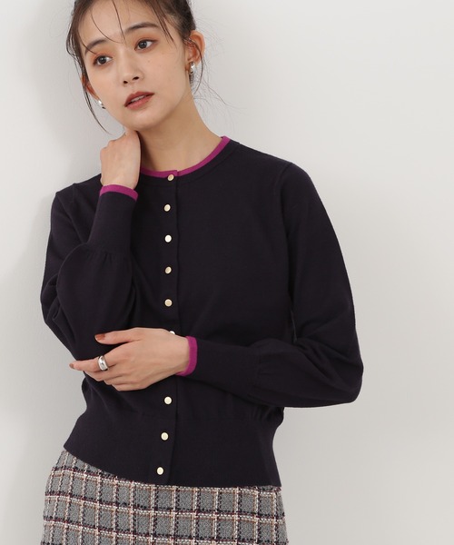 N.（N. Natural Beauty Basic）（エヌエヌナチュラルビューティーベーシック）の「◆ゴールドボタンカーディガン（カーディガン/ボレロ・レディース・ネイビー/オフホワイト/ブルーグリーン・MEDIUM）」の2枚目の写真