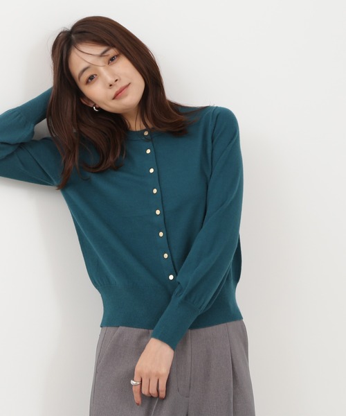 N.（N. Natural Beauty Basic）（エヌエヌナチュラルビューティーベーシック）の「◆ゴールドボタンカーディガン（カーディガン/ボレロ・レディース・ネイビー/オフホワイト/ブルーグリーン・MEDIUM）」の3枚目の写真