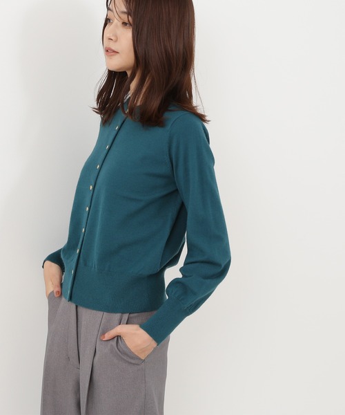 N.（N. Natural Beauty Basic）（エヌエヌナチュラルビューティーベーシック）の「◆ゴールドボタンカーディガン（カーディガン/ボレロ・レディース・ネイビー/オフホワイト/ブルーグリーン・MEDIUM）」の4枚目の写真