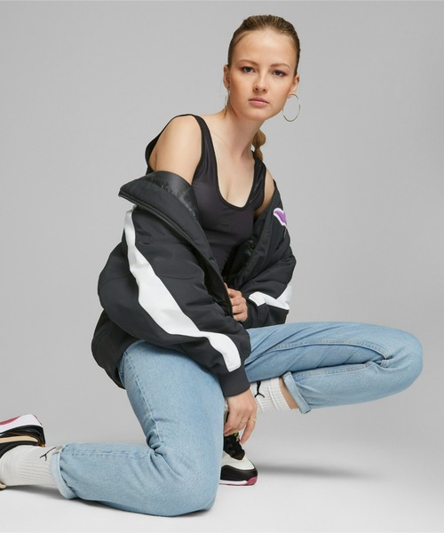 PUMA（プーマ）の「PUMA プーマ ウィメンズ PUMA TEAM ボンバー ジャケット（ブルゾン・レディース・ブラック/サンドベージュ・LARGE/X-SMALL/SMALL/MEDIUM）」の3枚目の写真