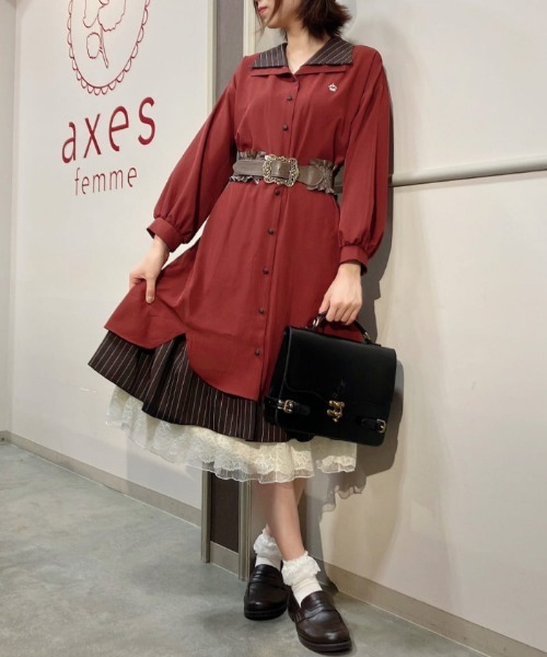 【セール】プレッピー風ワンピース（ワンピース）｜axes femme（アクシーズファム）のファッション通販 ZOZOTOWN