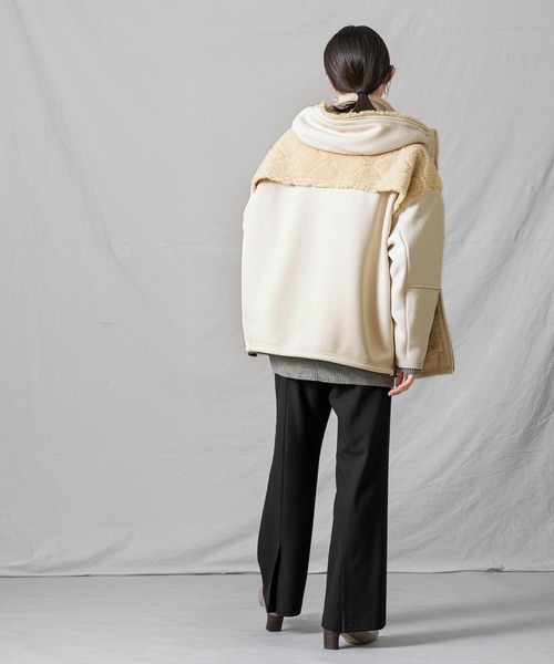 1％（イチ パーセント）の「ダンボールボアフードブルゾン（ブルゾン・レディース・アイボリー・FREE）」の5枚目の写真