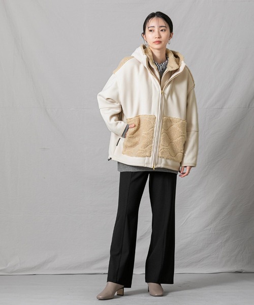 1％（イチ パーセント）の「ダンボールボアフードブルゾン（ブルゾン・レディース・アイボリー・FREE）」の9枚目の写真