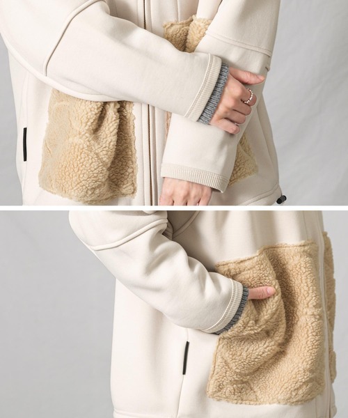 1％（イチ パーセント）の「ダンボールボアフードブルゾン（ブルゾン・レディース・アイボリー・FREE）」の15枚目の写真