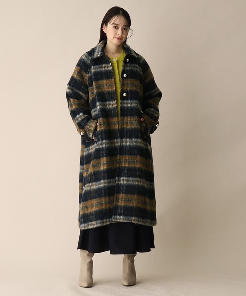 ウール混シャギーステンカラーコート