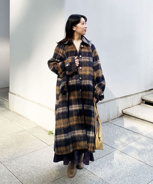 OPAQUE.CLIP(オペークドットクリップ)の「◆ウール混シャギーステンカラーコート(ステンカラーコート・レディース・ネイビー系1/ベージュ・38)」の17枚目の写真