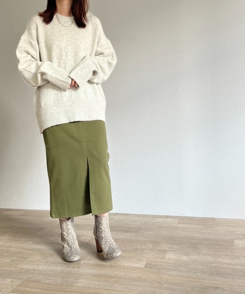 ISOOK(アイスー)の「【ZOZO限定】Front slit skirt / フロントスリットスカート(スカート・レディース・カーキ/ブラウン・FREE)」の8枚目の写真