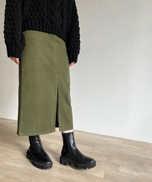 ISOOK(アイスー)の「【ZOZO限定】Front slit skirt / フロントスリットスカート(スカート・レディース・カーキ/ブラウン・FREE)」の12枚目の写真