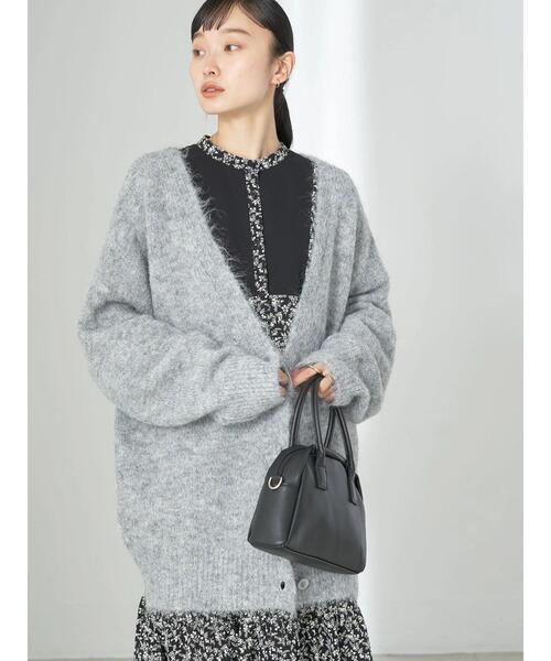 earth music&ecology（アースミュージックアンドエコロジー）の「ミックスヤーンニットカーディガン（カーディガン/ボレロ・レディース・グリーン/パープル/イエロー/グレー・FREE）」の7枚目の写真