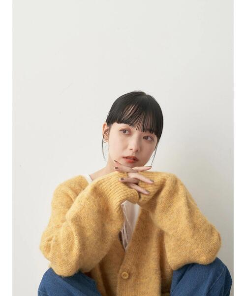 earth music&ecology（アースミュージックアンドエコロジー）の「ミックスヤーンニットカーディガン（カーディガン/ボレロ・レディース・グリーン/パープル/イエロー/グレー・FREE）」の12枚目の写真