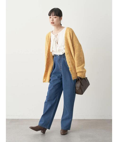 earth music&ecology（アースミュージックアンドエコロジー）の「ミックスヤーンニットカーディガン（カーディガン/ボレロ・レディース・グリーン/パープル/イエロー/グレー・FREE）」の17枚目の写真