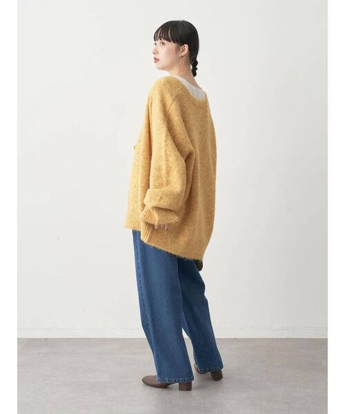 earth music&ecology（アースミュージックアンドエコロジー）の「ミックスヤーンニットカーディガン（カーディガン/ボレロ・レディース・グリーン/パープル/イエロー/グレー・FREE）」の18枚目の写真