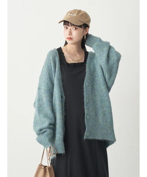 earth music&ecology（アースミュージックアンドエコロジー）の「ミックスヤーンニットカーディガン（カーディガン/ボレロ・レディース・グリーン/パープル/イエロー/グレー・FREE）」の20枚目の写真