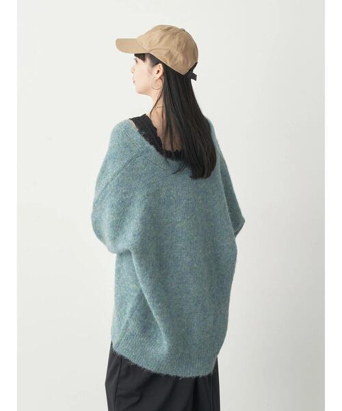 earth music&ecology（アースミュージックアンドエコロジー）の「ミックスヤーンニットカーディガン（カーディガン/ボレロ・レディース・グリーン/パープル/イエロー/グレー・FREE）」の21枚目の写真