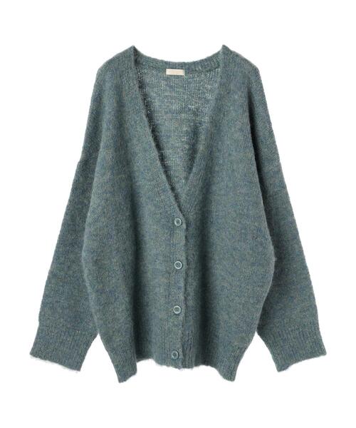 earth music&ecology（アースミュージックアンドエコロジー）の「ミックスヤーンニットカーディガン（カーディガン/ボレロ・レディース・グリーン/パープル/イエロー/グレー・FREE）」の5枚目の写真