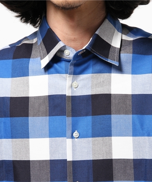 603（ロクマルサン）の「603 ブロックチェックシャツ（シャツ/ブラウス・メンズ・グレー/ブルー・40/44/42/38）」の8枚目の写真
