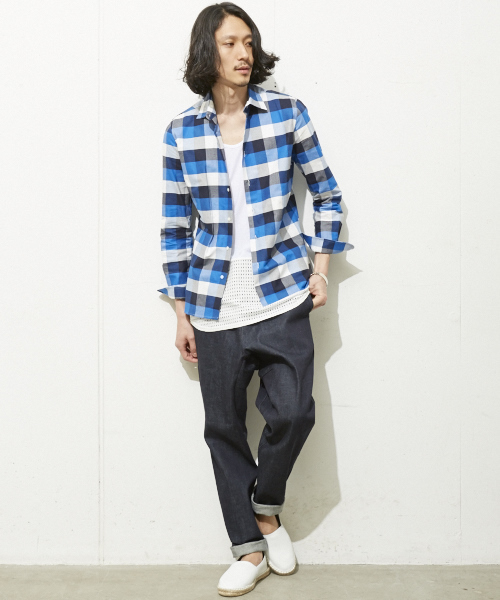 603（ロクマルサン）の「603 ブロックチェックシャツ（シャツ/ブラウス・メンズ・グレー/ブルー・40/44/42/38）」の12枚目の写真