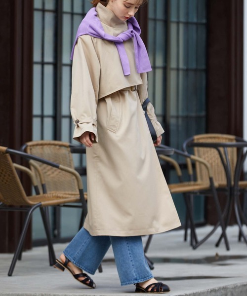 archives(アルシーヴ)の「スタンド衿コート(トレンチコート・レディース・モカ/ベージュ/グレイッシュベージュ・MEDIUM)」の3枚目の写真