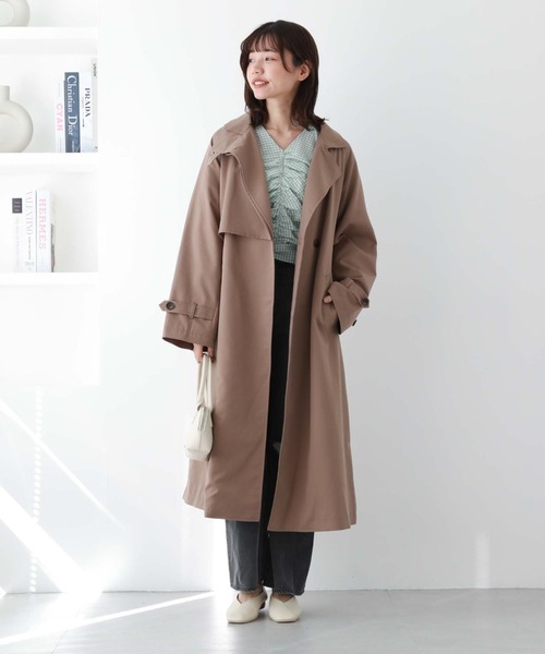 archives(アルシーヴ)の「スタンド衿コート(トレンチコート・レディース・モカ/ベージュ/グレイッシュベージュ・MEDIUM)」の2枚目の写真