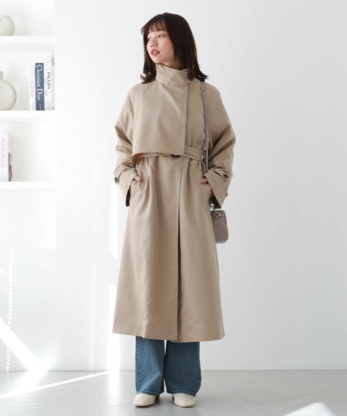 archives(アルシーヴ)の「スタンド衿コート(トレンチコート・レディース・モカ/ベージュ/グレイッシュベージュ・MEDIUM)」の8枚目の写真