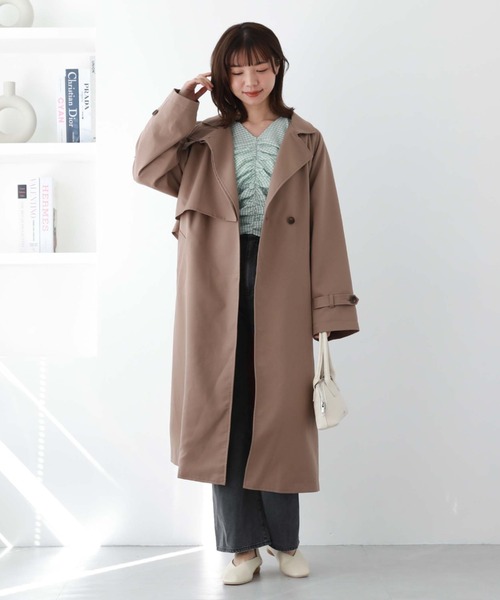 archives(アルシーヴ)の「スタンド衿コート(トレンチコート・レディース・モカ/ベージュ/グレイッシュベージュ・MEDIUM)」の20枚目の写真