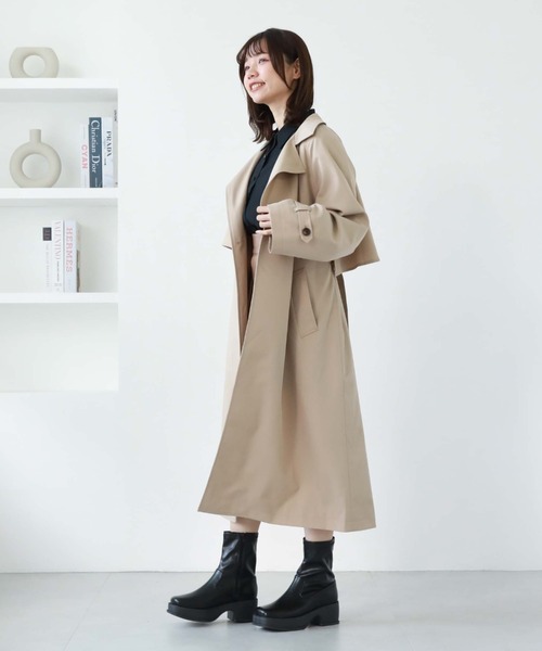 archives(アルシーヴ)の「スタンド衿コート(トレンチコート・レディース・モカ/ベージュ/グレイッシュベージュ・MEDIUM)」の15枚目の写真