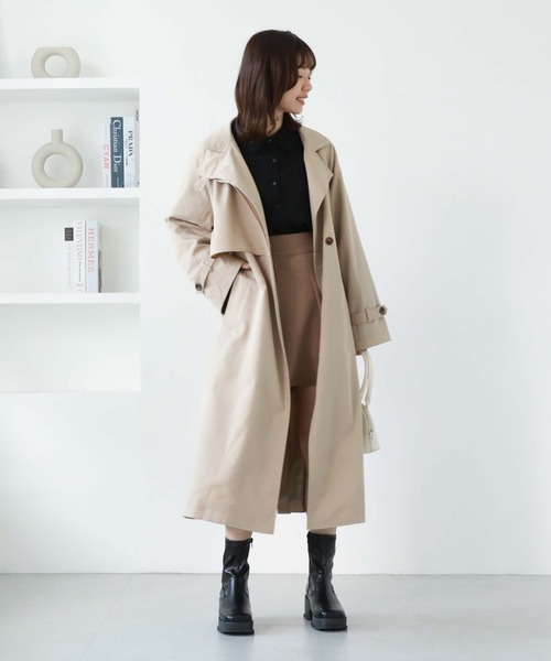 archives(アルシーヴ)の「スタンド衿コート(トレンチコート・レディース・モカ/ベージュ/グレイッシュベージュ・MEDIUM)」の14枚目の写真