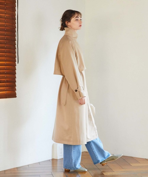 archives(アルシーヴ)の「スタンド衿コート(トレンチコート・レディース・モカ/ベージュ/グレイッシュベージュ・MEDIUM)」の5枚目の写真