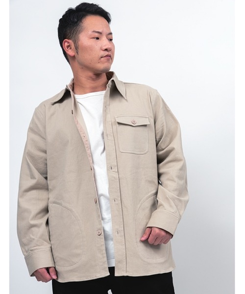 Alil（アリル）の「【Alil】アリル ストレッチ シャツジャケット 大人カジュアル（シャツ/ブラウス・メンズ・カーキ/ブラック/グレイッシュベージュ・LARGE/MEDIUM/SMALL）」の2枚目の写真