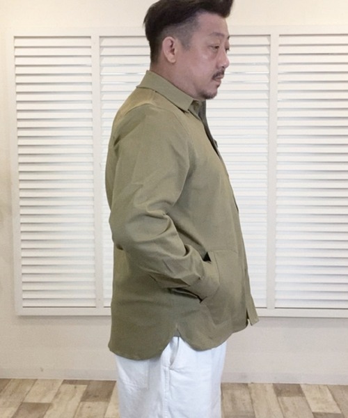 Alil（アリル）の「【Alil】アリル ストレッチ シャツジャケット 大人カジュアル（シャツ/ブラウス・メンズ・カーキ/ブラック/グレイッシュベージュ・LARGE/MEDIUM/SMALL）」の10枚目の写真