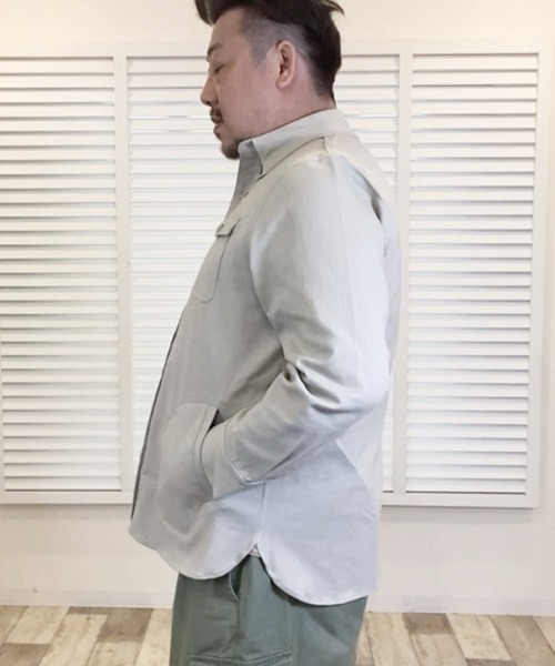 Alil（アリル）の「【Alil】アリル ストレッチ シャツジャケット 大人カジュアル（シャツ/ブラウス・メンズ・カーキ/ブラック/グレイッシュベージュ・LARGE/MEDIUM/SMALL）」の9枚目の写真