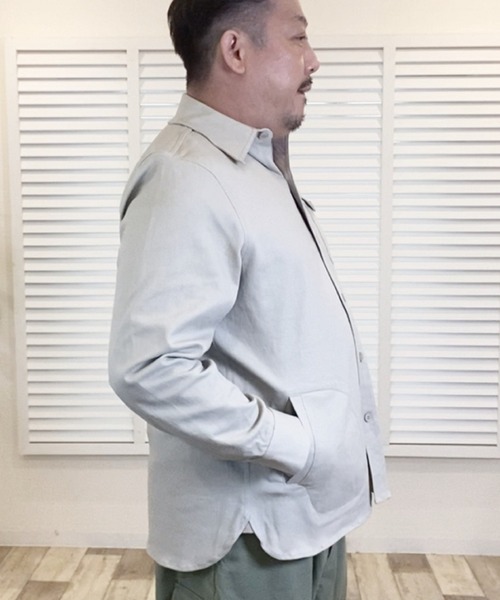 Alil（アリル）の「【Alil】アリル ストレッチ シャツジャケット 大人カジュアル（シャツ/ブラウス・メンズ・カーキ/ブラック/グレイッシュベージュ・LARGE/MEDIUM/SMALL）」の13枚目の写真