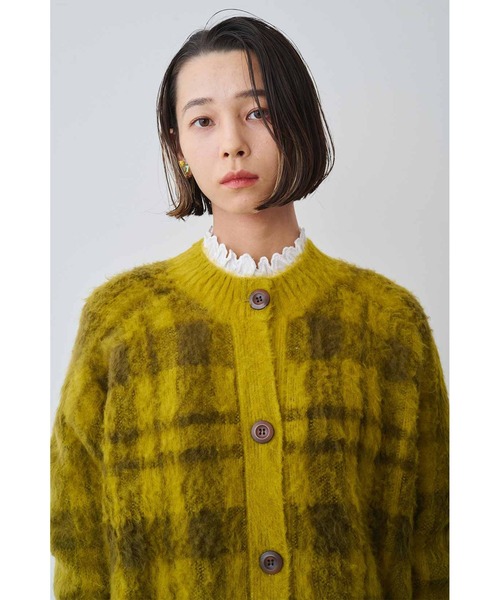 【セール】ＭＥＤＥ１９Ｆ モヘア調の起毛チェックカーディガン（カーディガン/ボレロ）｜MEDE19F（メデジュウキュウ）