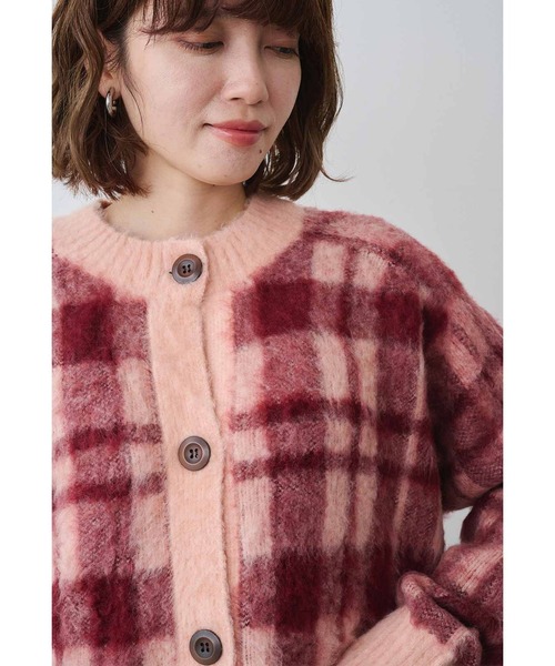 【セール】ＭＥＤＥ１９Ｆ モヘア調の起毛チェックカーディガン（カーディガン/ボレロ）｜MEDE19F（メデジュウキュウ）