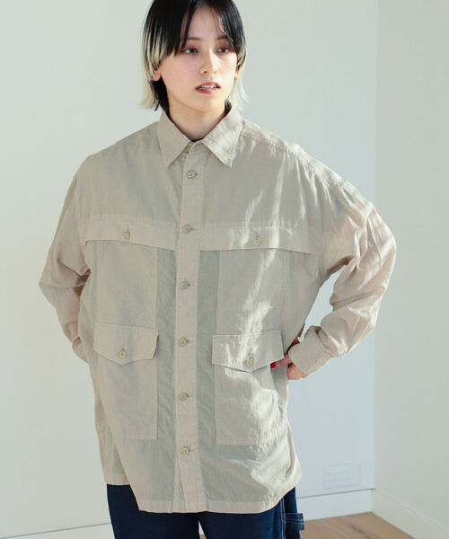 BEAMS BOY（ビームスボーイ）の「BEAMS BOY / コットン ボイル ポケット シャツ（シャツ/ブラウス・レディース・ブラック/ベージュ・ONE SIZE）」の16枚目の写真