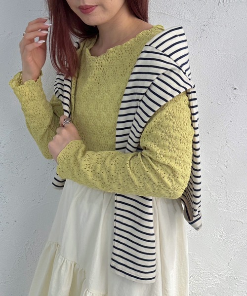 apres jour mignon(アプレジュールミニョン)の「ぽこぽこカットソー【ZOZOTOWN限定アイテム】(Tシャツ/カットソー・レディース・ブルー/グリーン/アイボリー・フリー/X-LARGE)」の13枚目の写真