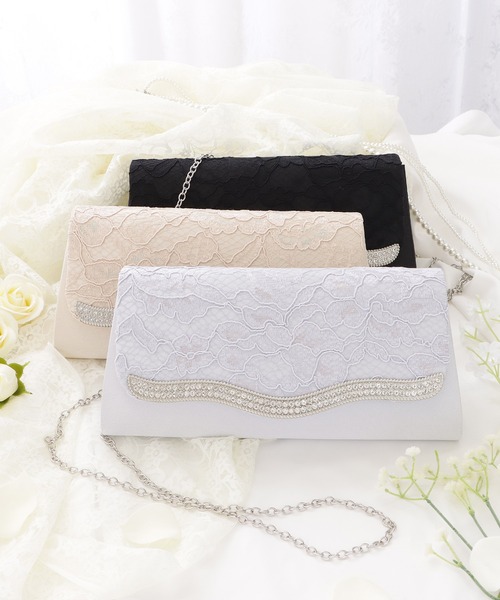 Lace Ladies（レースレディース）の「ビジューフレームサテンプリーツクラッチバッグ（クラッチバッグ・レディース・ブラック/シルバー/ベージュ・FREE）」の18枚目の写真