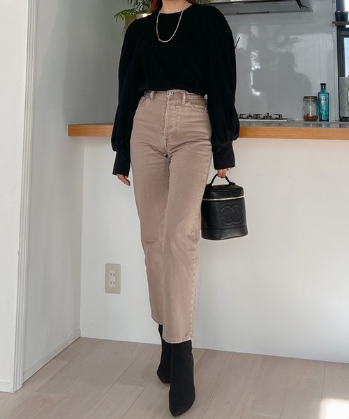 Vicente（ヴィセンテ）の「Vicente center press straight denim（デニムパンツ・レディース・ブラウン・X-SMALL/SMALL/MEDIUM）」の3枚目の写真