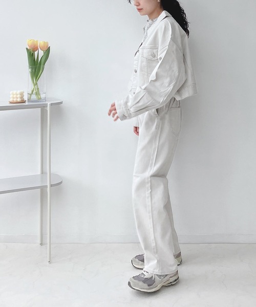 AS KNOW AS plus（アズノゥアズプラス）の「○ゆるりダブルポケット ショートジャケット　セットアップ可能（デニムジャケット・レディース・ブルー系1/ブラック/ホワイト系1/サックスブルー・FREE）」の18枚目の写真