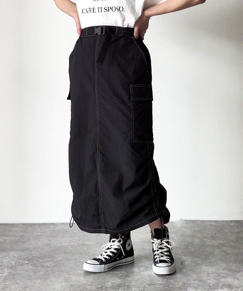 Riberry（リベリー）の「ナイロンカーゴスカート（スカート・レディース・カーキ/ブラック・MEDIUM）」の15枚目の写真