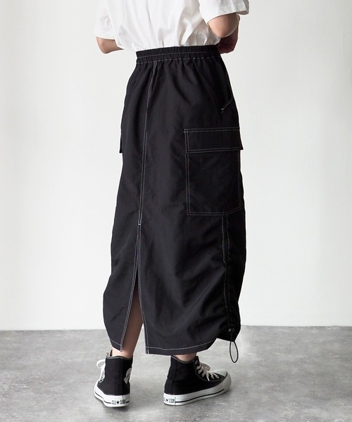 Riberry（リベリー）の「ナイロンカーゴスカート（スカート・レディース・カーキ/ブラック・MEDIUM）」の12枚目の写真