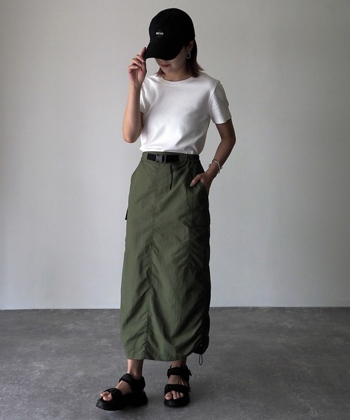 Riberry（リベリー）の「ナイロンカーゴスカート（スカート・レディース・カーキ/ブラック・MEDIUM）」の18枚目の写真